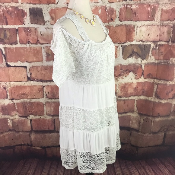 Topshop Lace Cold Shoulder Dress Size 6 - Picture 7 of 8
